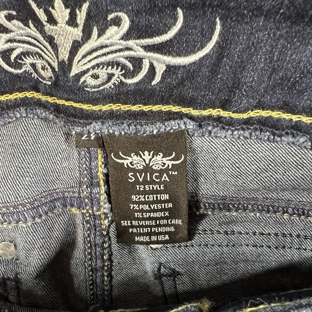 NWT Rare SVICA Jeans Womens 27 Dark Cotton Poly Stretch Skinny Side Zip NWT $280 - Picture 6 of 8
